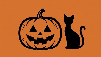 Jack-o'-lantern and black cat silhouette