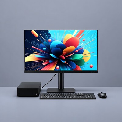 Colorful Abstract Monitor with PC Setup