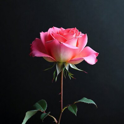 Pink Rose on Black Background