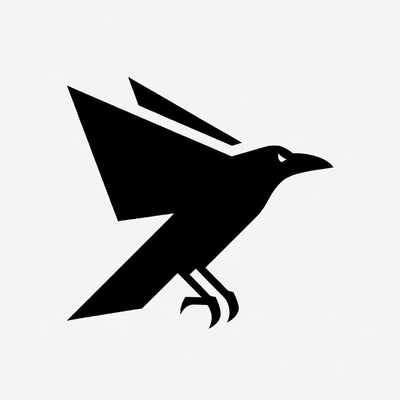 Black crow flying silhouette