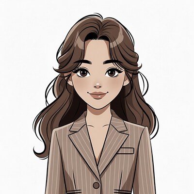 Asian woman in pinstripe blazer illustration