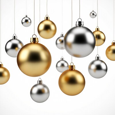 Gold and Silver Christmas Ornaments Hanging