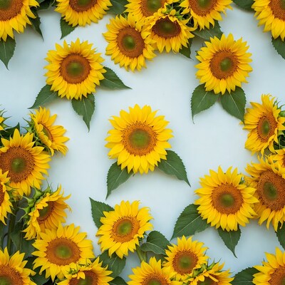 Sunflowers on White Background