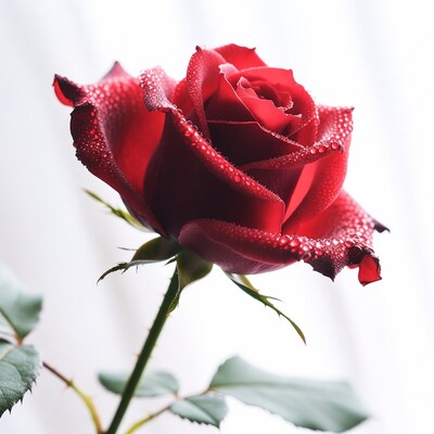 Red Rose with Dew Drops