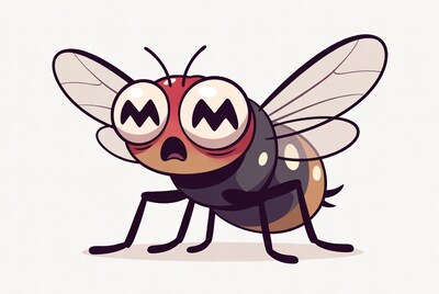 Cartoon Fly with Scared Expression