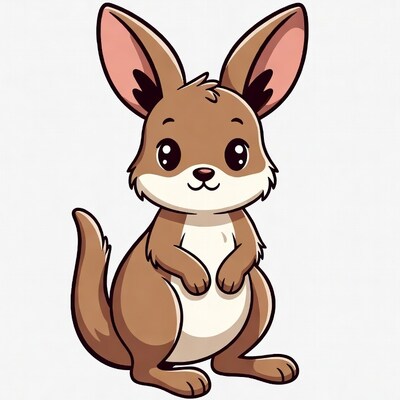 Cute cartoon kangaroo standing
