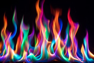 Colorful Flames on Black Background