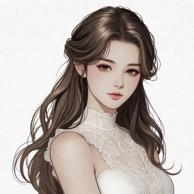 Anime girl in lace dress