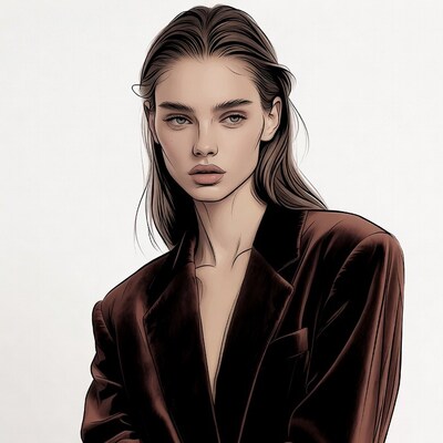 Woman in brown blazer illustration