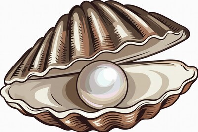 Open Oyster Shell with Pearl