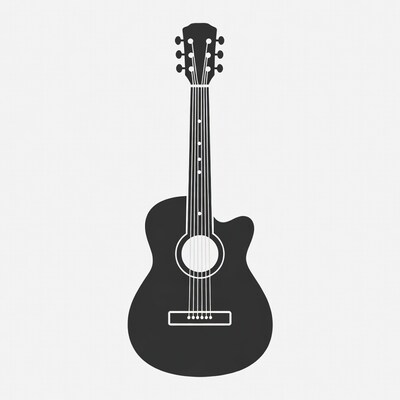 Black Acoustic Guitar Illustration