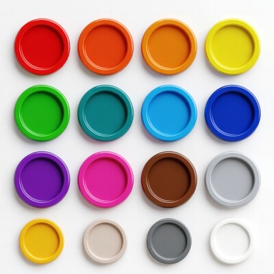 Colorful Plastic Discs on White Background