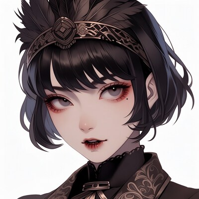 Anime girl with feather headdress