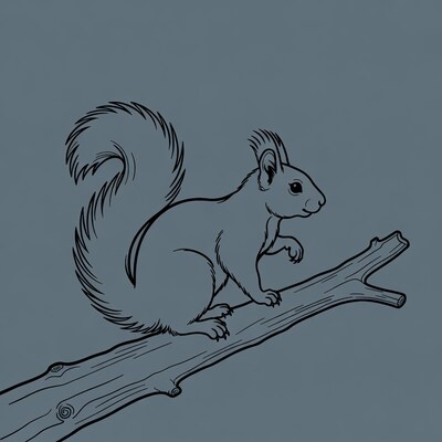 Squirrel on branch illustration