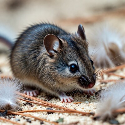 Cute deer mouse on bedding