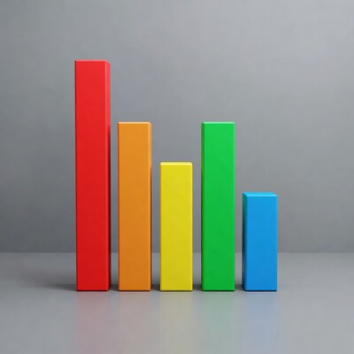 Colorful 3D Bar Graph on Gray Background