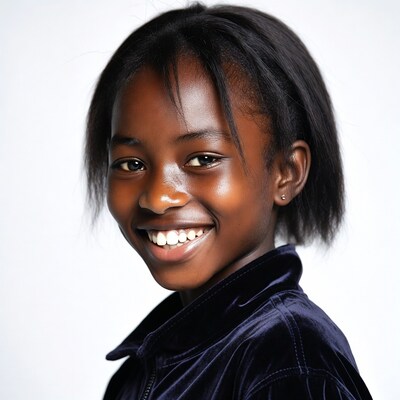 Smiling African-American girl in velvet jacket