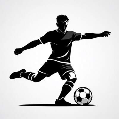 Man kicking soccer ball silhouette
