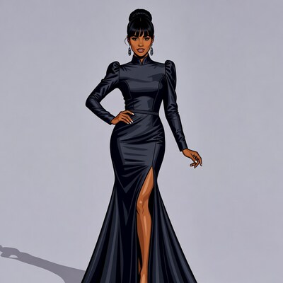 African-American woman in black gown