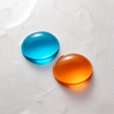 Blue and Orange Water Droplets