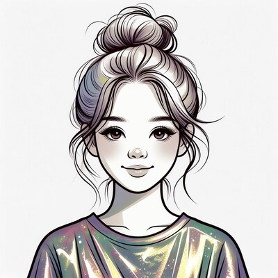 Asian girl with messy bun hairstyle