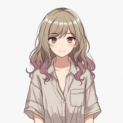 Anime girl with wavy brown hair