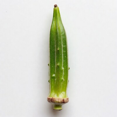 Fresh Okra Pod on White Background