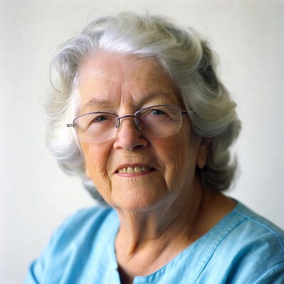 Elderly woman wearing glasses