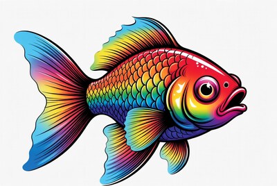 Colorful Rainbow Goldfish Illustration