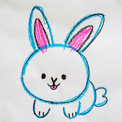 Cute crayon drawing bunny