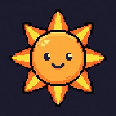 Cute Pixel Art Smiling Sun