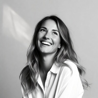 Woman smiling looking up