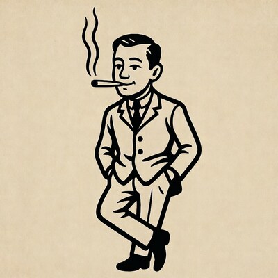 Man smoking cigar in suit