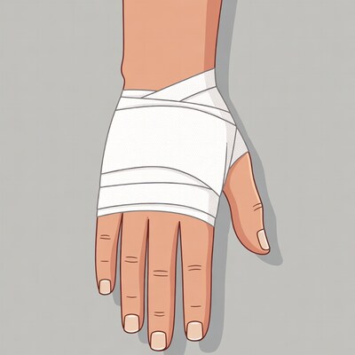 Bandaged hand illustration