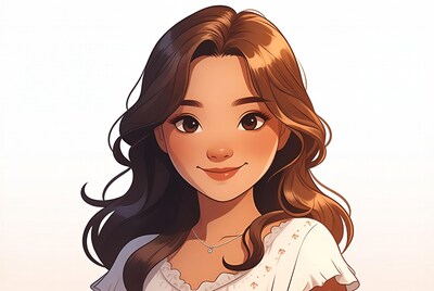 Anime girl with brown hair smiling