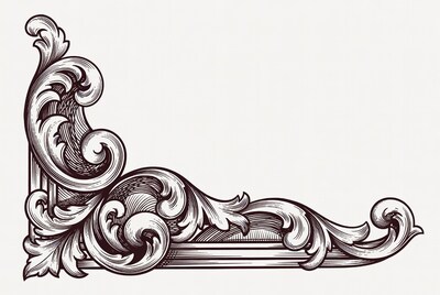 Ornate Victorian Corner Border Illustration