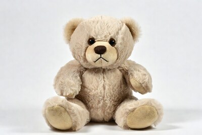 Cute beige teddy bear sitting