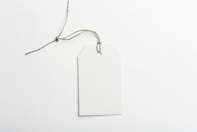 Blank white price tag with twine