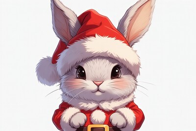 Cute bunny in Santa hat