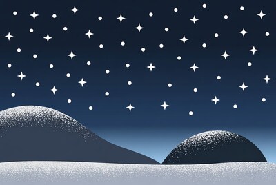 Snowy Hills Under Starry Night Sky