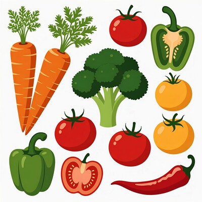Colorful Vegetables Clipart Collection