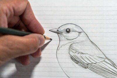 Hand drawing bird sketch with pencil