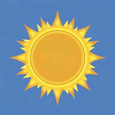 Yellow sun on blue background