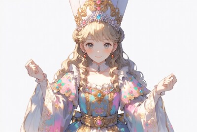 Anime girl in ornate crown and gown