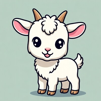 Cute cartoon baby goat