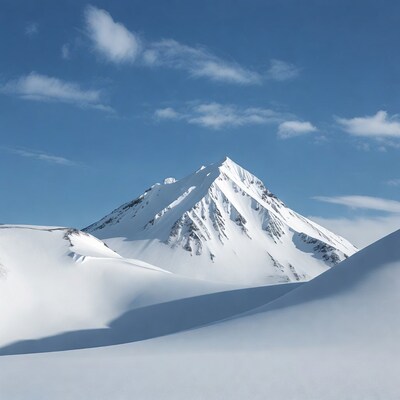 Snowy Mountain Peak Under Blue Sky