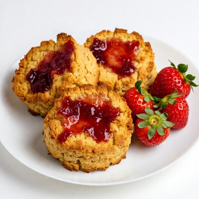 Scones with Strawberry Jam and Berries