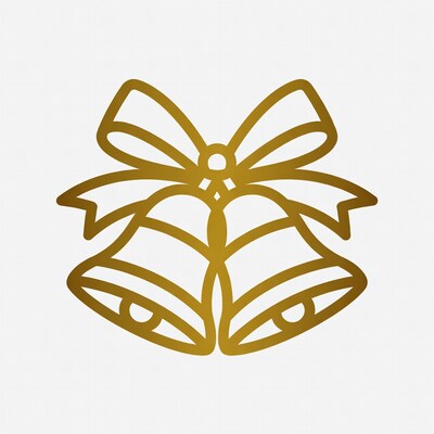 Golden Bells with Bow Illustration