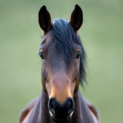 Close-up brown horse head