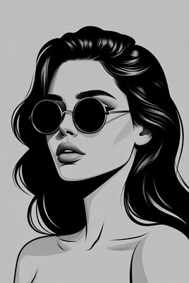 Woman with round sunglasses illustration